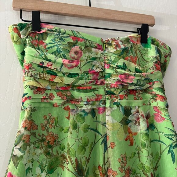 Jay Godfrey Lydia Romper Strapless Green Chiffon Floral Mini Resort US 6 Small - Picture 8 of 10